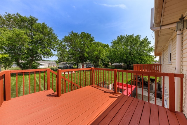 24221 S Edwin Dr, Channahon, IL 60410 - wooden terrace featuring a fenced backyard and a storage unit