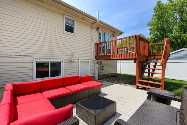 24221 S Edwin Dr, Channahon, IL 60410 - view of patio / terrace featuring an outdoor living space, stairs, and a deck