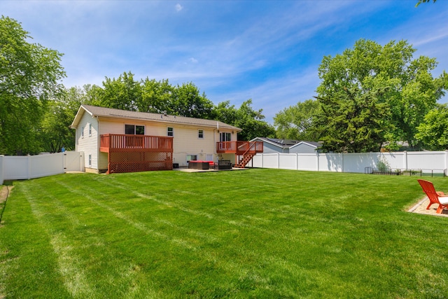 24221 S Edwin Dr, Channahon, IL 60410 - rear view of property featuring a fenced backyard and a wooden deck