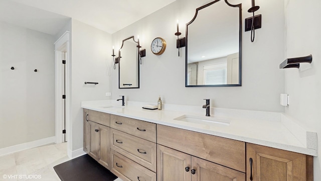 11050 Deer Haven Ln, Orland Park, IL 60467 - bathroom with double vanity and baseboards