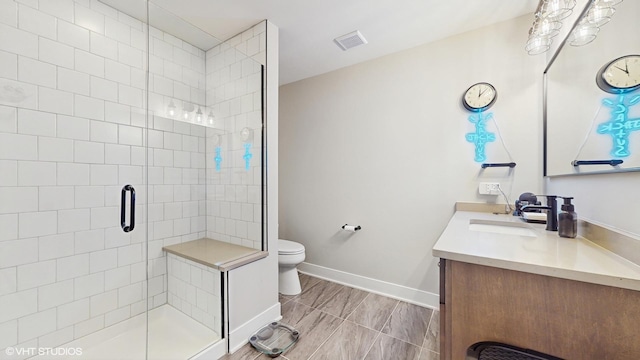 11050 Deer Haven Ln, Orland Park, IL 60467 - bathroom featuring a shower stall, double vanity, toilet, and baseboards