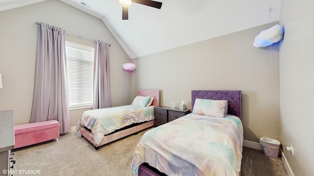 11050 Deer Haven Ln, Orland Park, IL 60467 - bedroom featuring lofted ceiling, carpet floors, and ceiling fan
