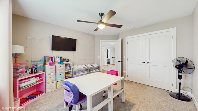 11050 Deer Haven Ln, Orland Park, IL 60467 - playroom featuring carpet flooring and a ceiling fan