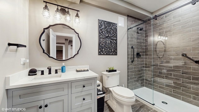 11050 Deer Haven Ln, Orland Park, IL 60467 - bathroom with a shower stall, toilet, and vanity