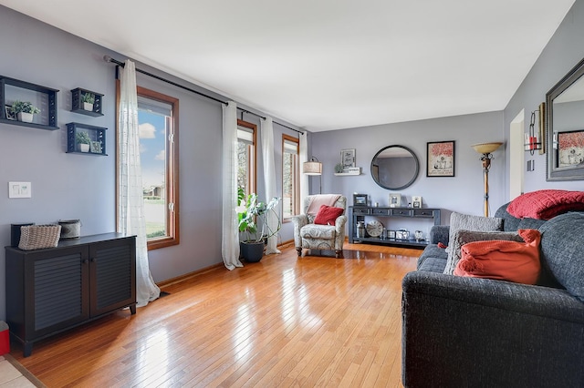 living room featuring light wood-style floors