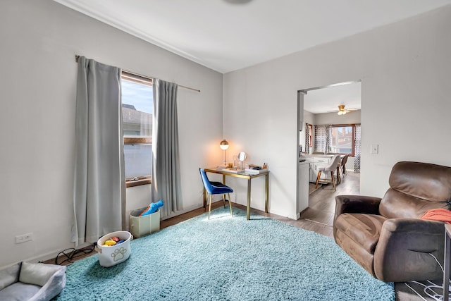 13134 S Burley Ave, Chicago, IL 60633 - office space with wood finished floors, ceiling fan, and baseboards