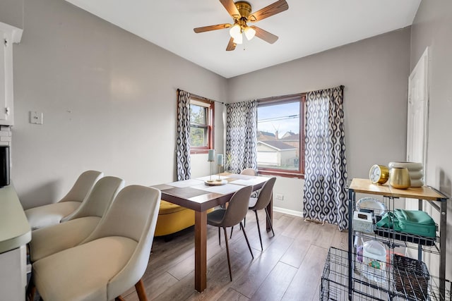13134 S Burley Ave, Chicago, IL 60633 - dining room featuring light wood finished floors, ceiling fan, and baseboards