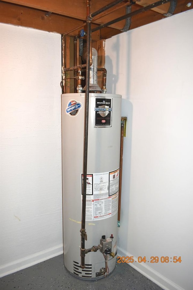 utility room with water heater
