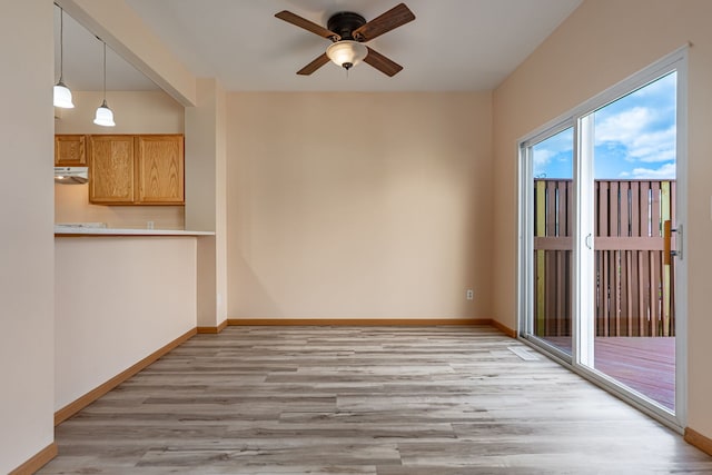 7480 Thomas Dr Unit 7480, Loves Park, IL 61111 - interior space with light wood-type flooring, a ceiling fan, and baseboards