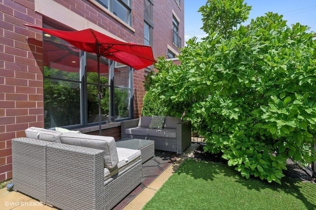 view of patio featuring an outdoor hangout area