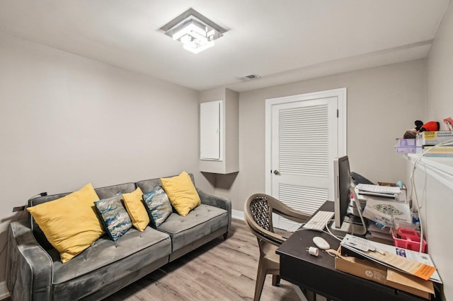 11702 Center Dr, Lemont, IL 60439 - office space with visible vents, light wood-style flooring, and baseboards