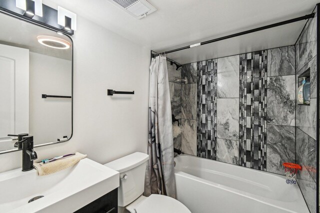 11702 Center Dr, Lemont, IL 60439 - bathroom with toilet, shower / tub combo, vanity, and visible vents