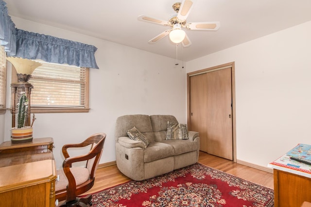 7313 W Howard Ave, Chicago, IL 60631 - office area with ceiling fan, baseboards, and light wood-type flooring