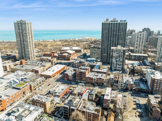 property's view of city featuring a water view