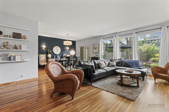 living room with wood finished floors