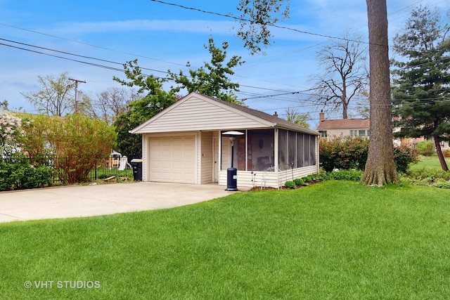 detached garage with driveway