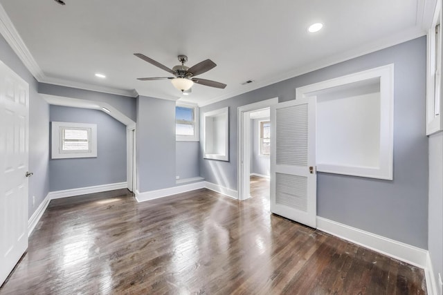 bonus room featuring healthy amount of natural light, a ceiling fan, wood finished floors, and recessed lighting