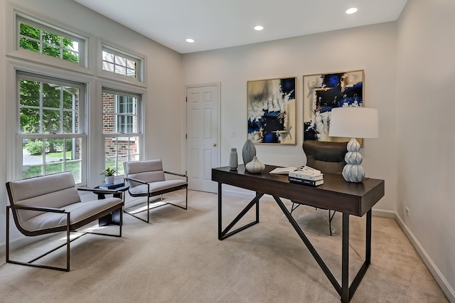 64 Huntington Ct, Burr Ridge, IL 60527 - office with light carpet, recessed lighting, and baseboards