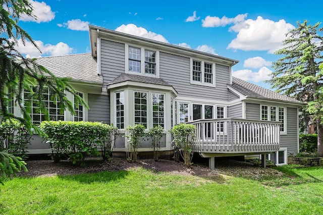 64 Huntington Ct, Burr Ridge, IL 60527 - back of house featuring a deck, a lawn, and roof with shingles