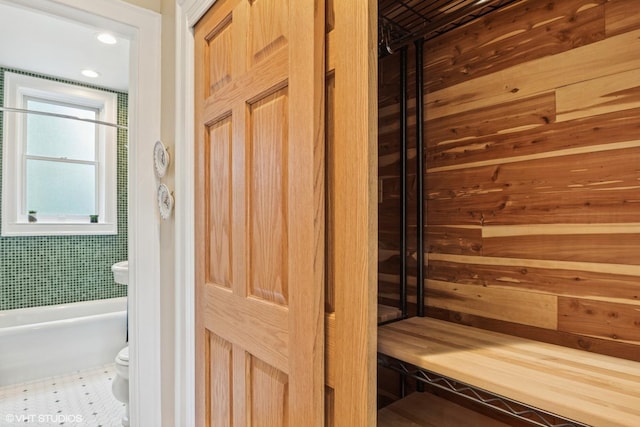 view of relaxing sauna
