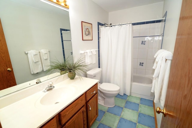 600 Salceda Dr, Mundelein, IL 60060 - full bath with vanity, toilet, shower / bath combo with shower curtain, and tile patterned floors