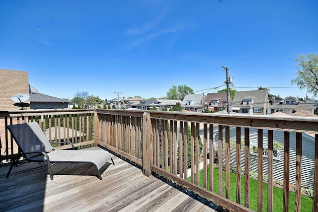 deck with a residential view