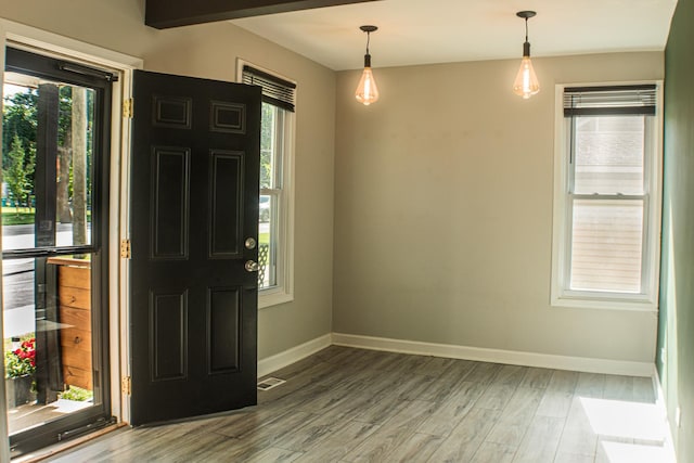 227 E 6th St, Lockport, IL 60441 - entrance foyer featuring baseboards and wood finished floors