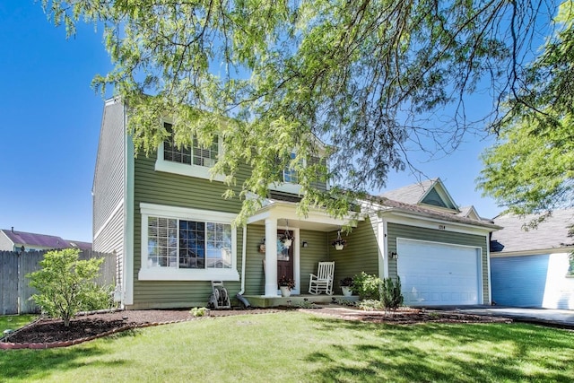 1214 Lone Oak Trl, Aurora, IL 60506 - view of front of house with an attached garage, covered porch, and asphalt driveway