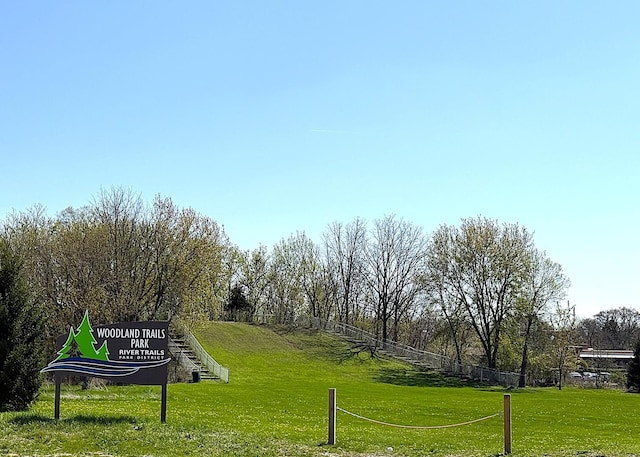 surrounding community featuring a yard and fence