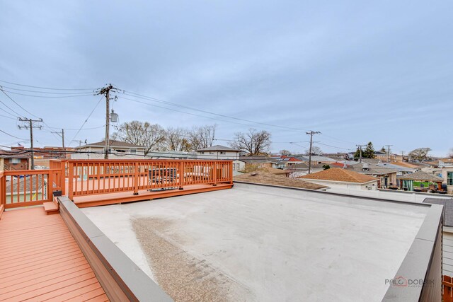 deck with a residential view