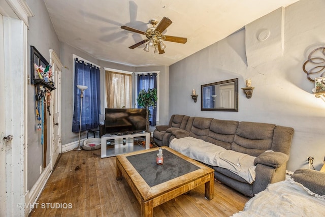 2534 S Christiana Ave, Chicago, IL 60623 - living area featuring a ceiling fan, baseboards, and wood-type flooring
