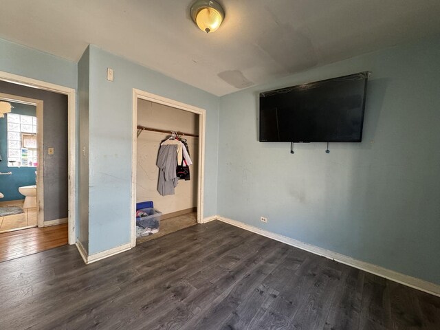 10434 S Green St, Chicago, IL 60643 - unfurnished bedroom with a closet, dark wood-style floors, and baseboards