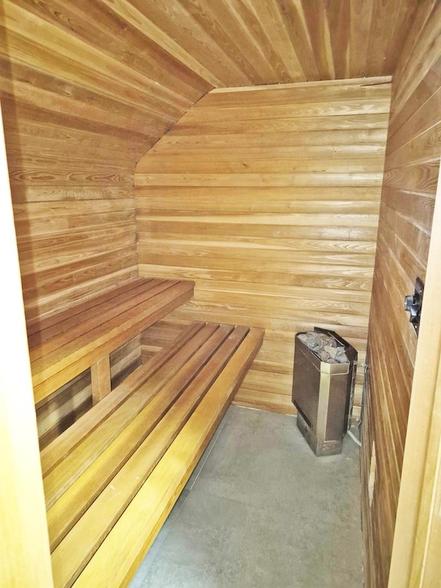 view of sauna / steam room featuring concrete floors