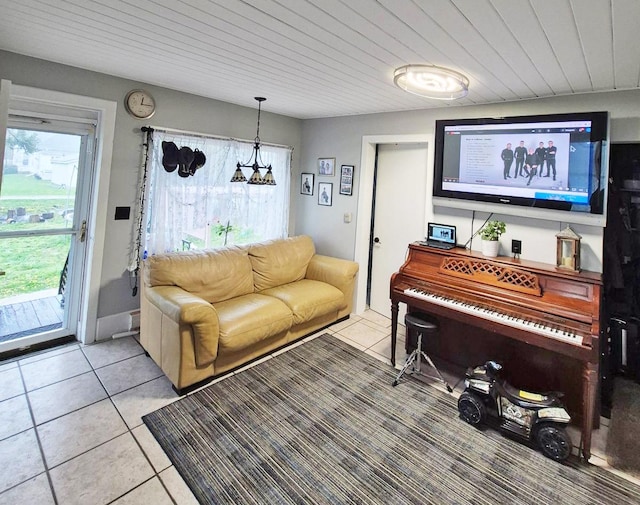 sitting room featuring light tile patterned floors