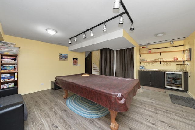 535 N Wood St, Chicago, IL 60622 - playroom with beverage cooler, a bar, rail lighting, and pool table