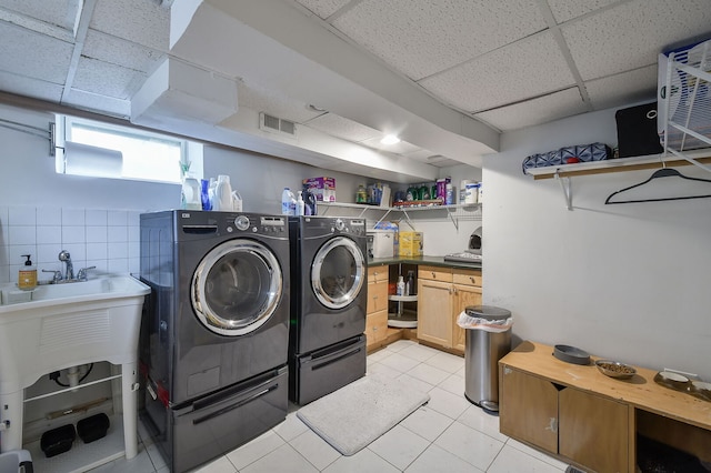 2N252 Diane Ave, Glen Ellyn, IL 60137 - clothes washing area featuring washer and dryer and light tile patterned floors