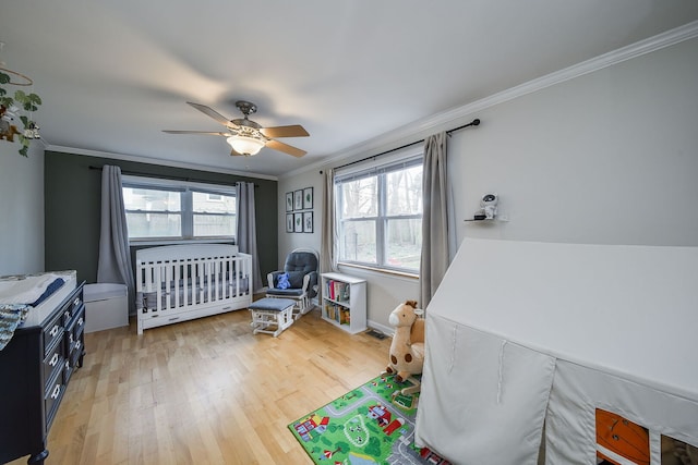 2N252 Diane Ave, Glen Ellyn, IL 60137 - bedroom featuring crown molding, light wood-type flooring, and ceiling fan