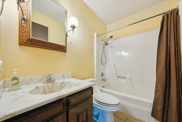 1N721 Neltnor Blvd, West Chicago, IL 60185 - full bathroom with toilet, shower / bath combination with curtain, vanity, and tile patterned floors
