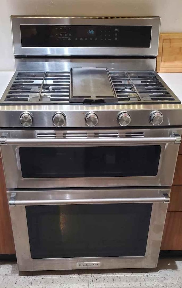 kitchen view of stainless steel appliances