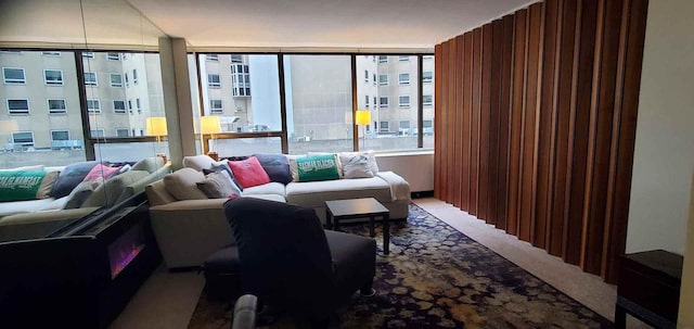view of carpeted living area