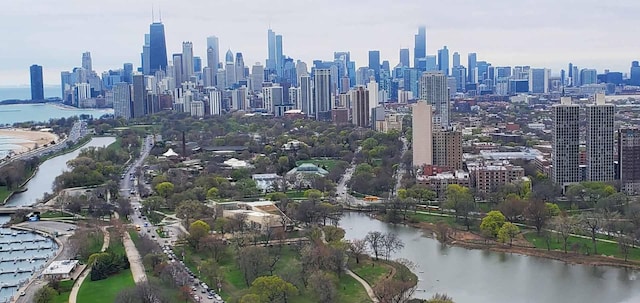 view of city with a large body of water