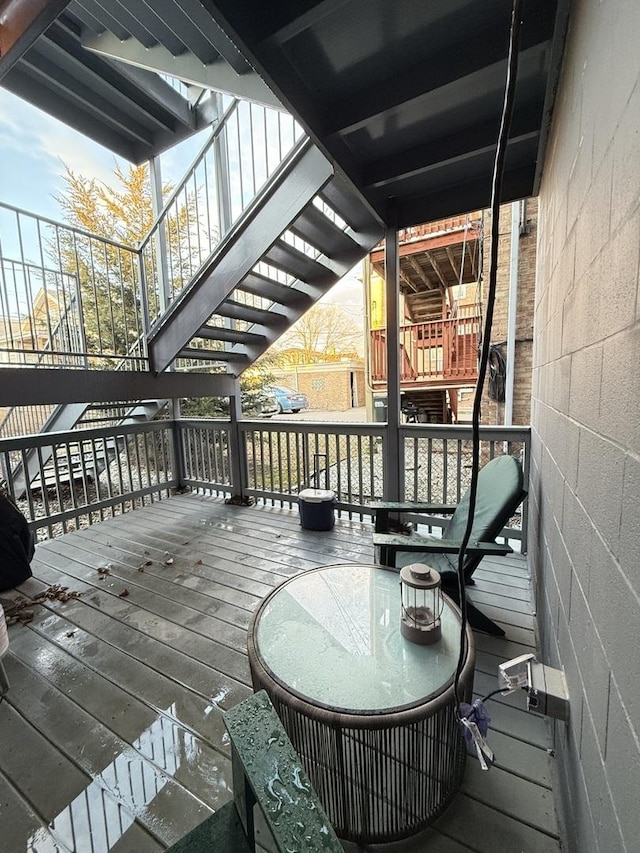 wooden deck with stairs