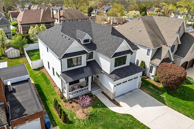 aerial perspective of suburban area
