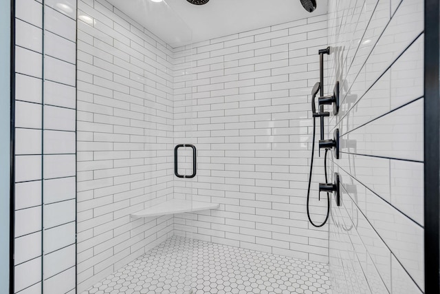 bathroom featuring a stall shower