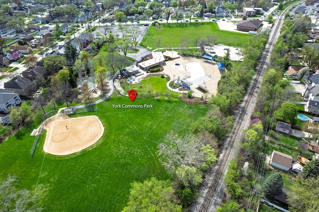 aerial overview of property's location with nearby suburban area
