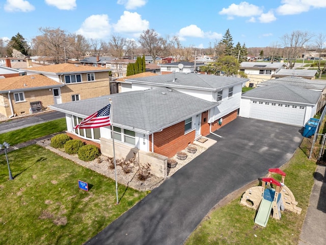 aerial view with a residential view