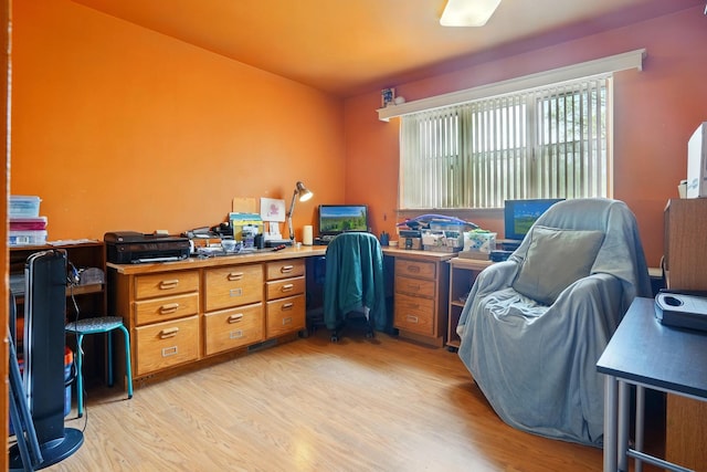 office area featuring light wood-style flooring