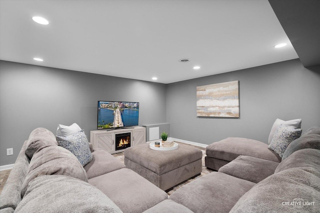 145 W Eisenhower St, Waterman, IL 60556 - living room with recessed lighting, baseboards, and a fireplace