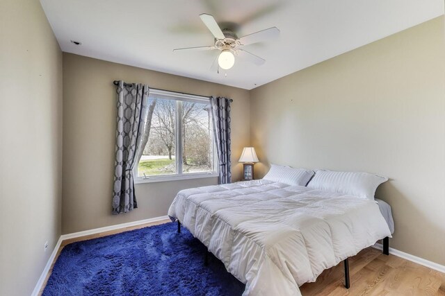 2502 S Hidden Trl, Spring Grove, IL 60081 - bedroom with wood finished floors, baseboards, and a ceiling fan