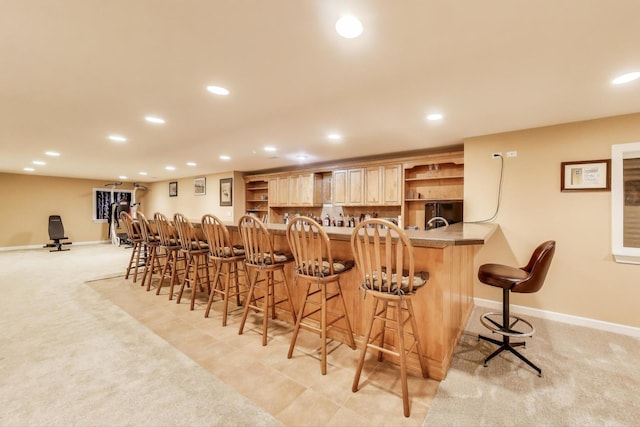 2502 S Hidden Trl, Spring Grove, IL 60081 - bar featuring light carpet, indoor bar, and recessed lighting